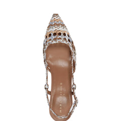 Zunnie Block Heel Woven Slingback Pump - Natural Multi Leather
