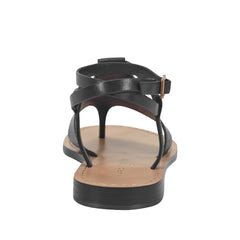 Lille Thong Flat Sandal - Black Leather