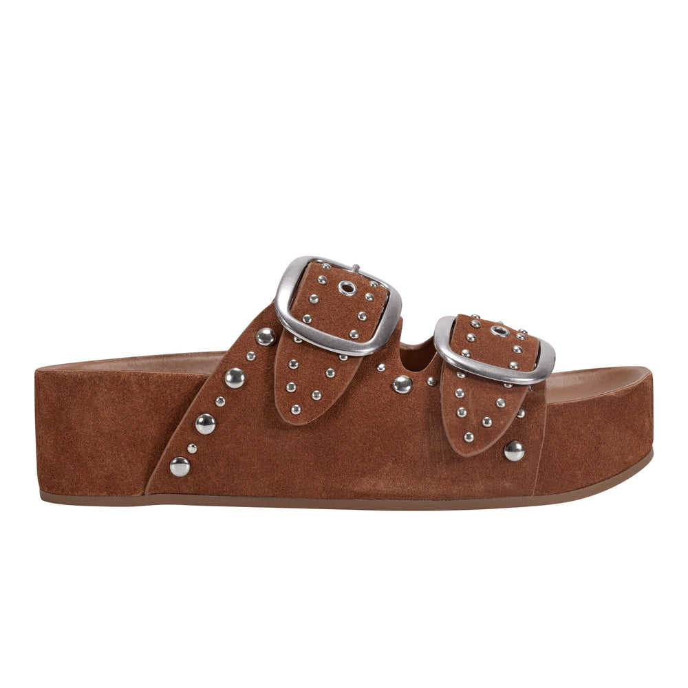 Sayge Footbed Studded Sandal - Brown Suede