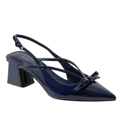 Laily Bow Slingback Pump - Navy Patent