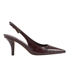 Dorie Slingback Pump - Dark Brown Croco