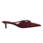 Florin Kitten Heel Mule - Dark Red