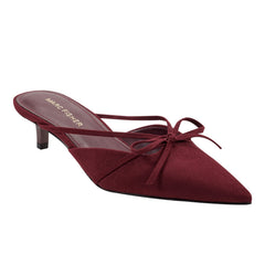 Florin Kitten Heel Mule - Dark Red