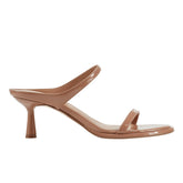 Alonde Heeled Slide Sandal - Natural Patent Leather