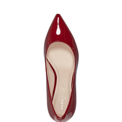 Zala Block Heel Pointy Toe Pump - Red Patent Leather