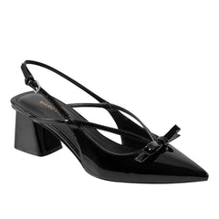 Laily Bow Slingback Pump - Black Patent