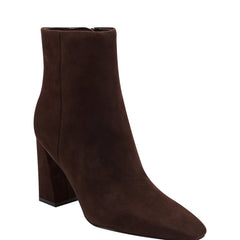 Novella Block Heel Ankle Bootie - Dark Brown Suede