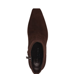 Novella Block Heel Ankle Bootie - Dark Brown Suede