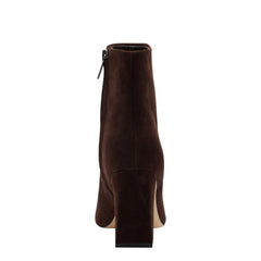 Novella Block Heel Ankle Bootie - Dark Brown Suede