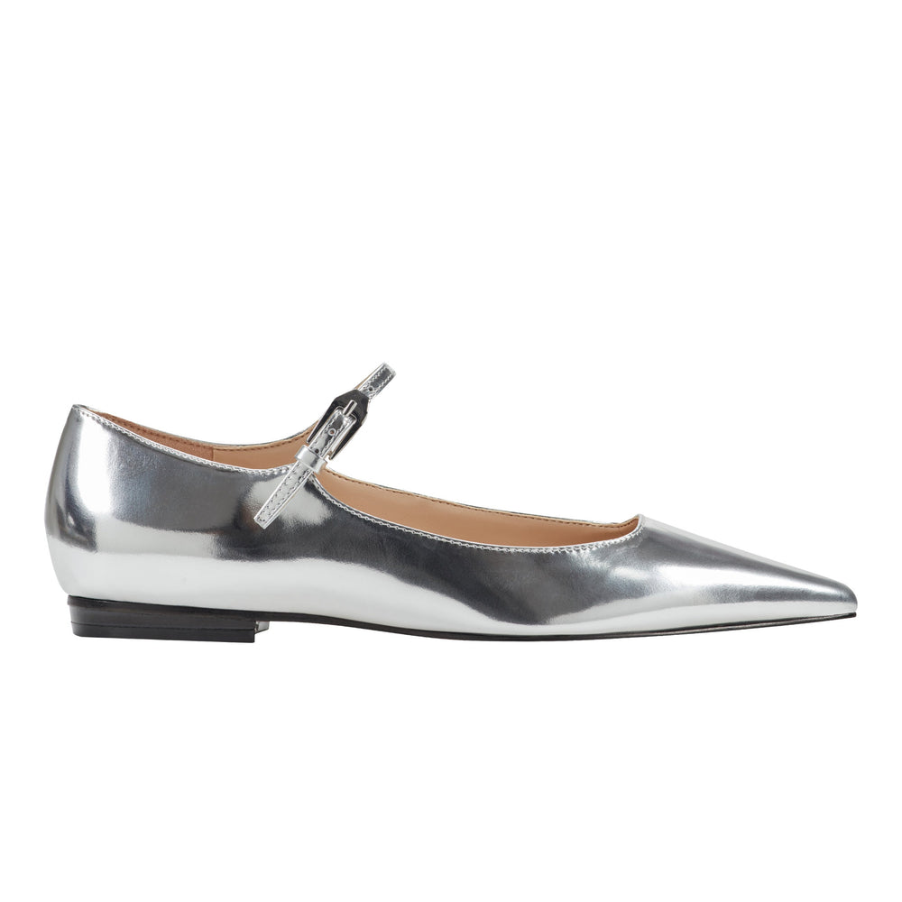 Trella Mary Jane Flat - Silver Metallic
