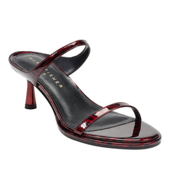 Alonde Heeled Slide Sandal - Dark Red Patent Leather