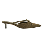 Florin Kitten Heel Mule - Olive Green