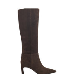 Lucinda Kitten Heel Boot - Dark Brown Suede
