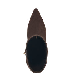 Lucinda Kitten Heel Boot - Dark Brown Suede
