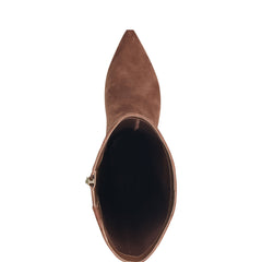 Lucinda Kitten Heel Boot - Tan Suede