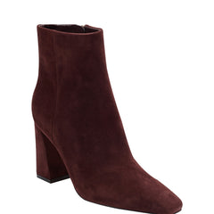 Novella Block Heel Ankle Bootie - Dark Red Suede