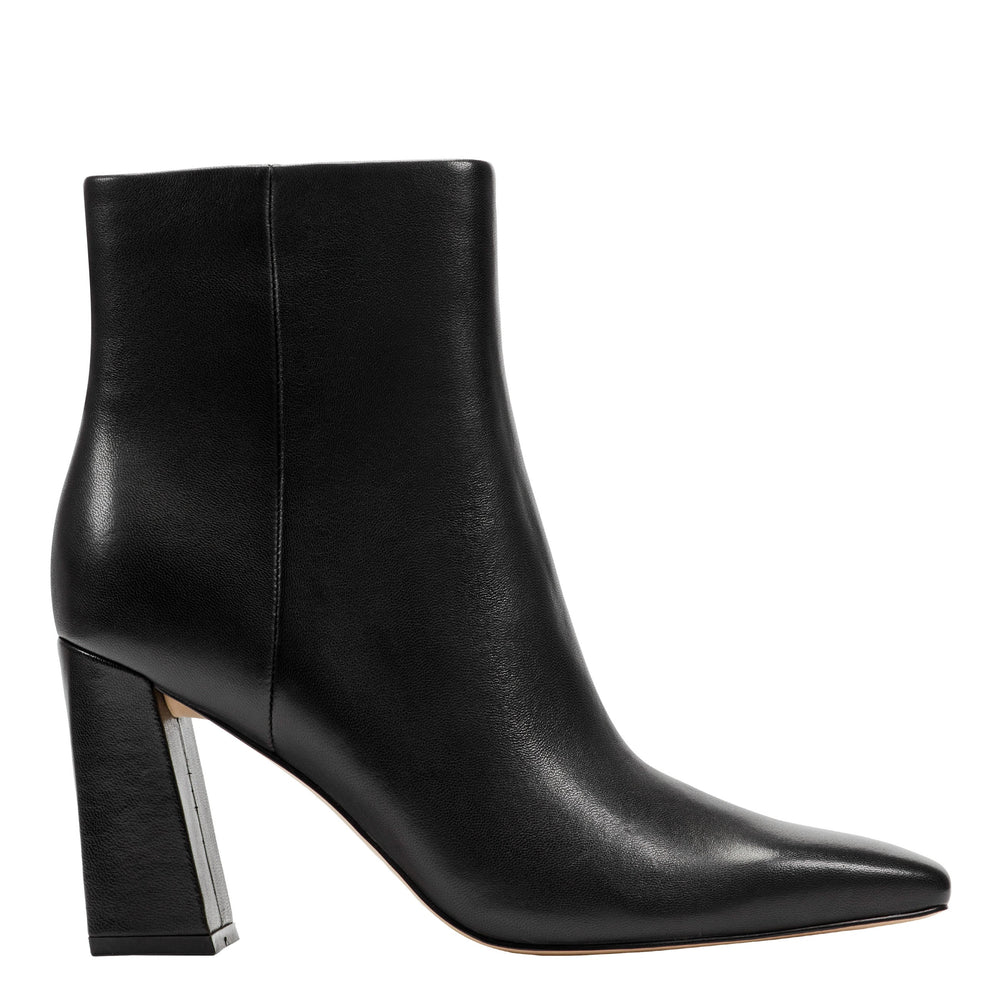 Novella Block Heel Ankle Bootie - Black Leather