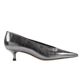 Cecile Kitten Heel Pump - Silver Leather