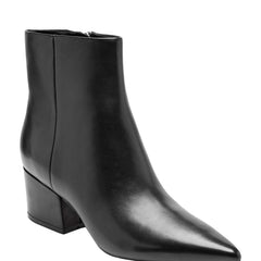 Alfie Block Heel Ankle Bootie - Black Leather