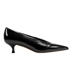 Cecile Kitten Heel Pump - Black Patent Leather