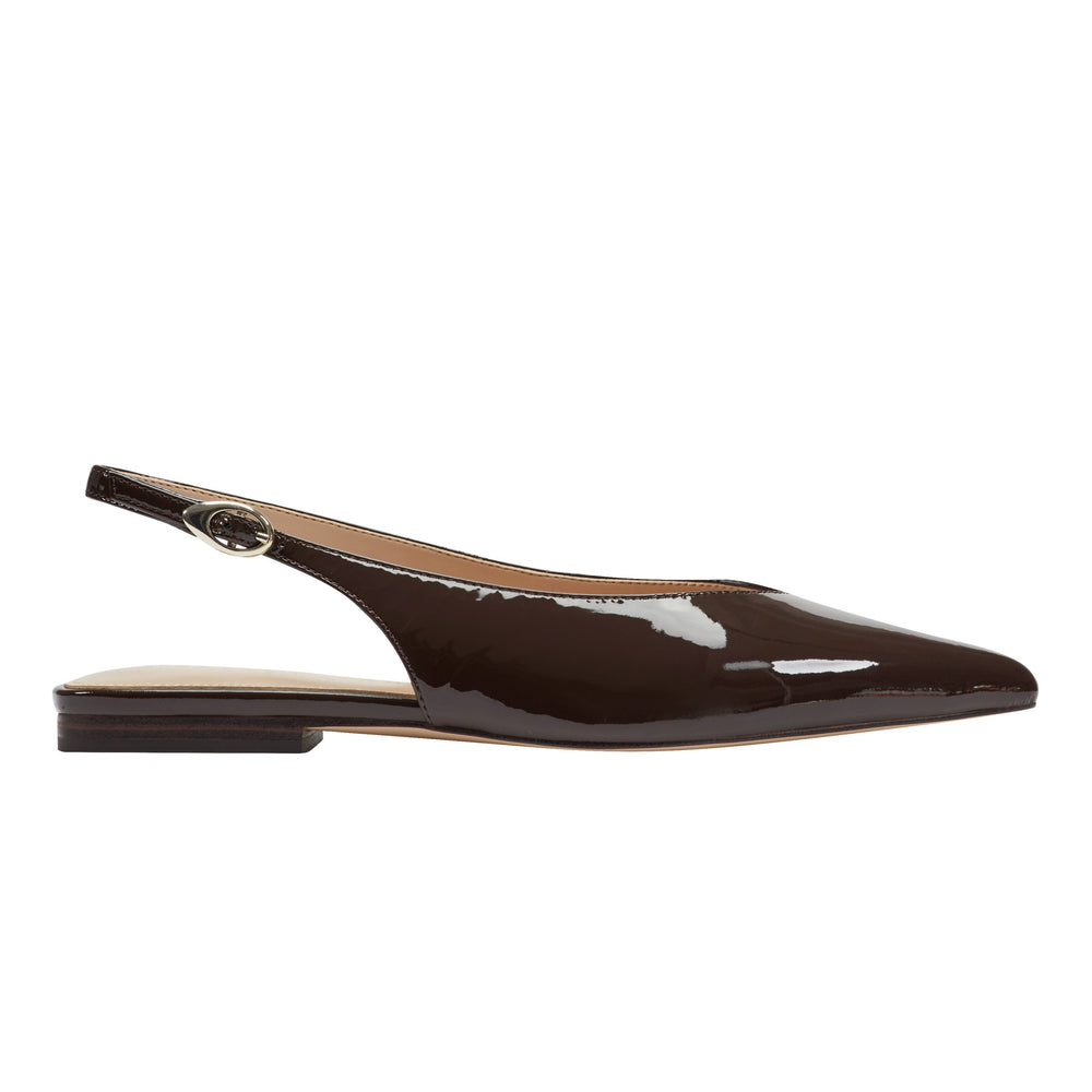 Gabra Slingback Flat - Brown Patent Leather