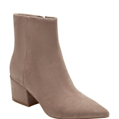 Alfie Block Heel Ankle Bootie - Taupe Suede