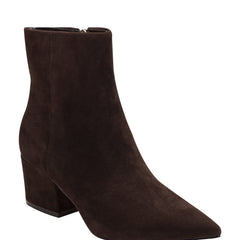 Alfie Block Heel Ankle Bootie - Dark Brown Suede