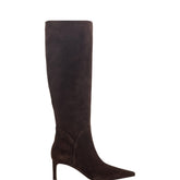Sabrina Wide Calf Boot - Dark Brown Suede