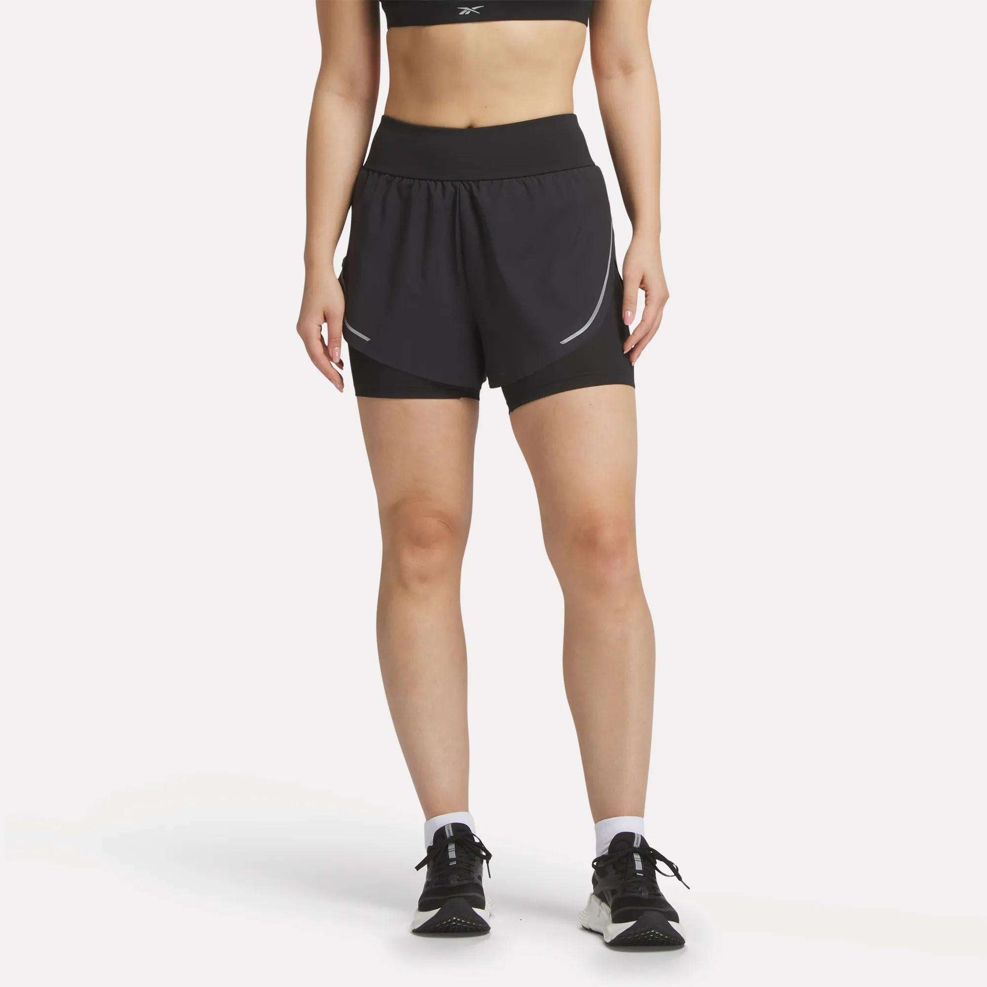 Reebok Women Women's Lux Metallic 2-in-1 Running Shorts 3"