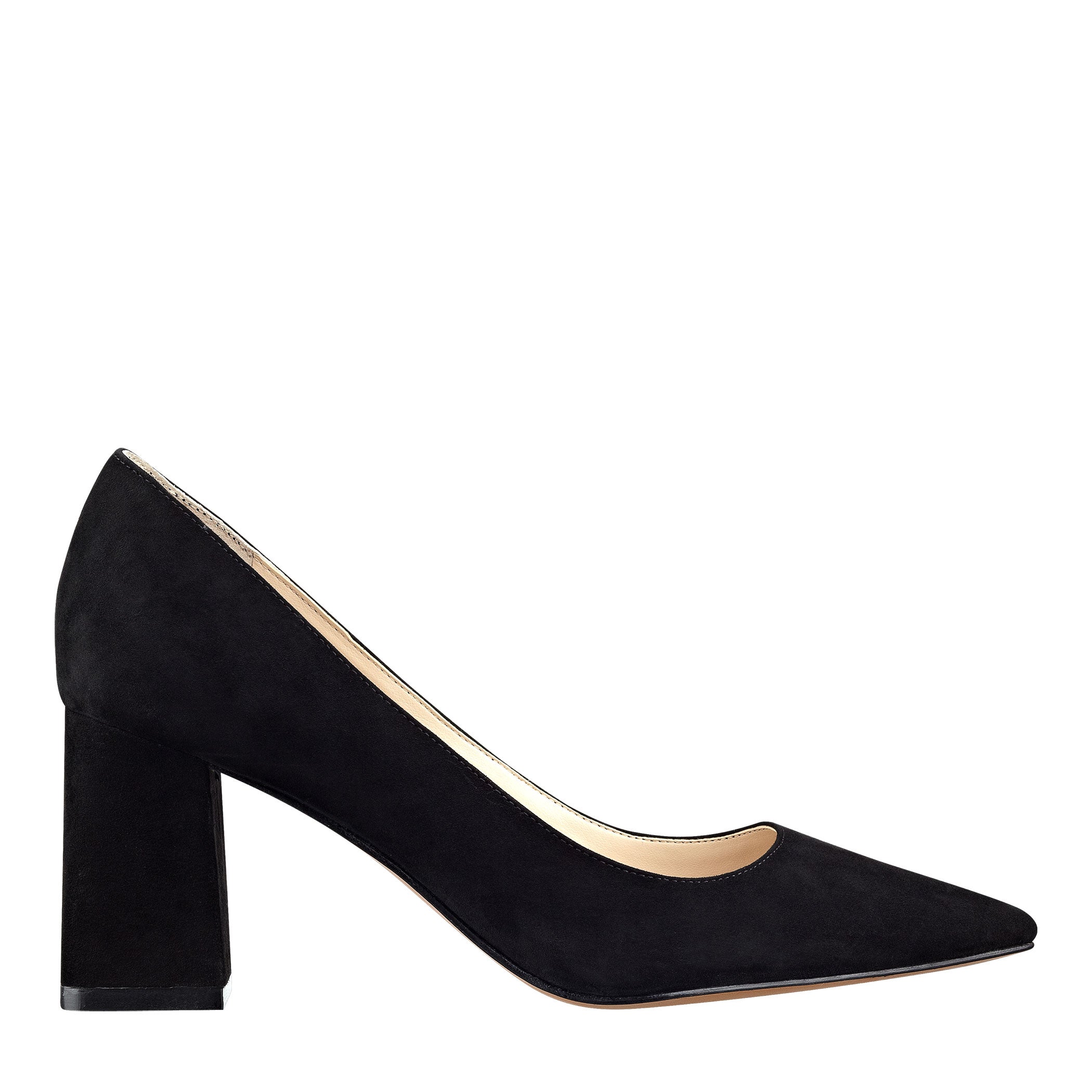 Zala Block Heel Pointy Toe Pump - Black Suede