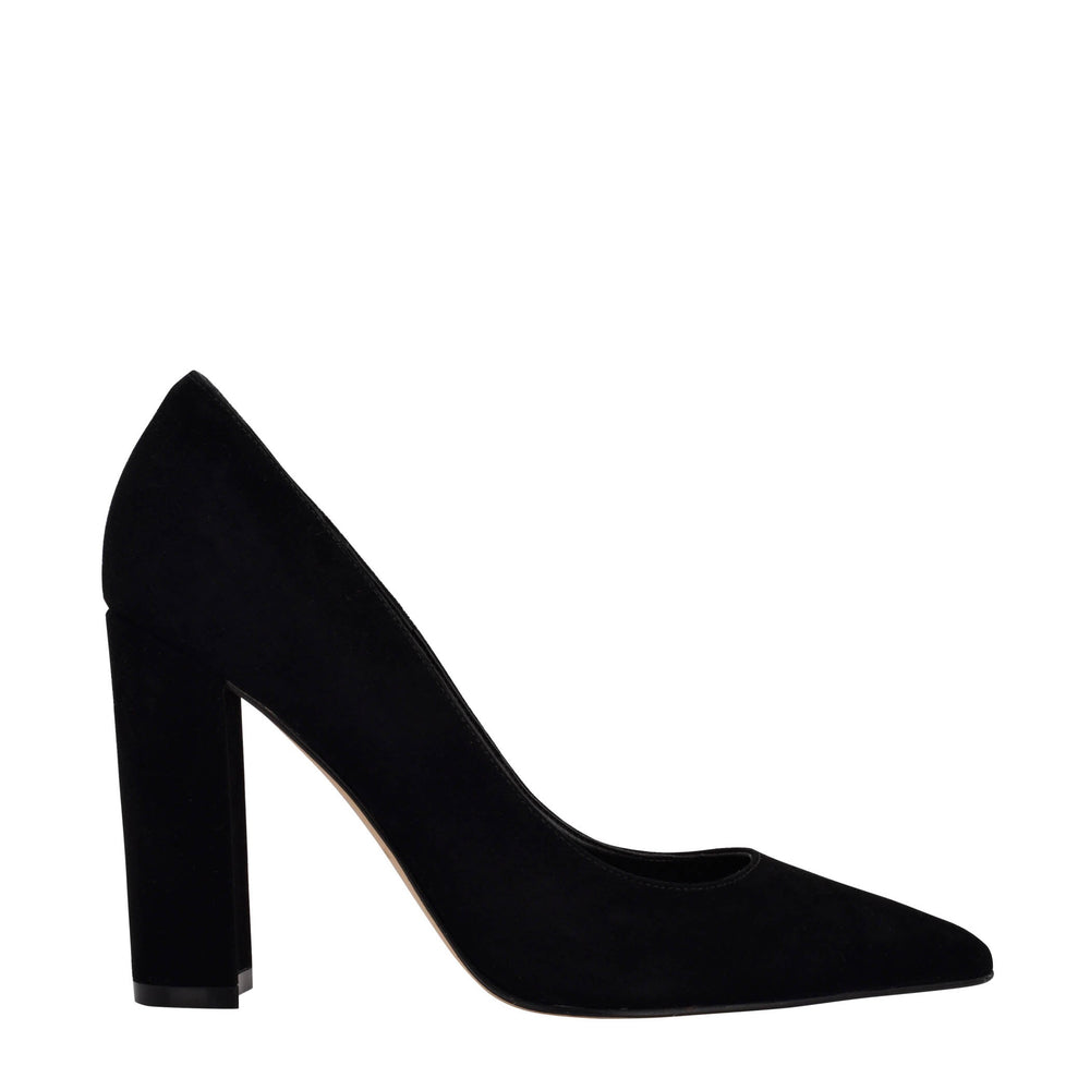 Abilene Block Heel Pointy Toe Pump - Black Suede
