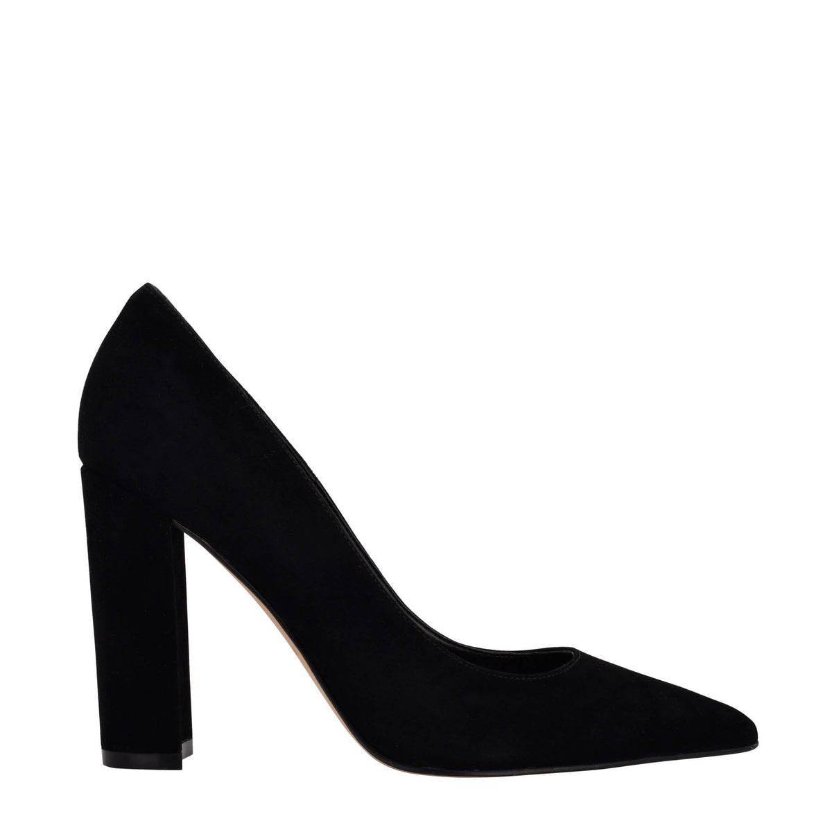 Abilene Block Heel Pointy Toe Pump - Black Suede