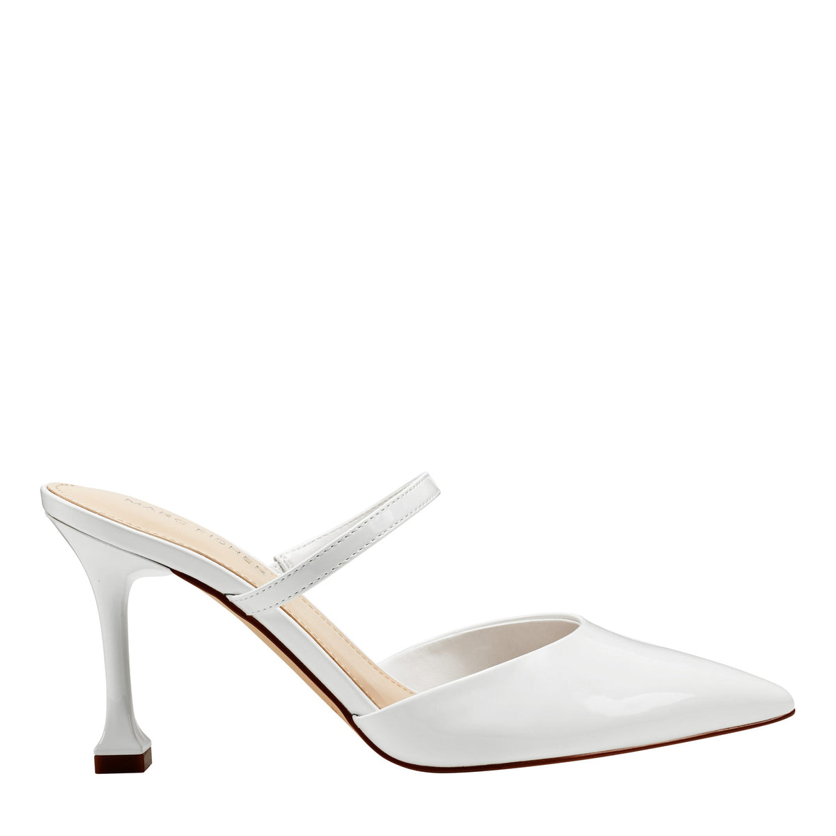 Hadais Heeled Mule - White Patent