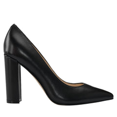 Abilene Block Heel Pointy Toe Pump - Black Leather
