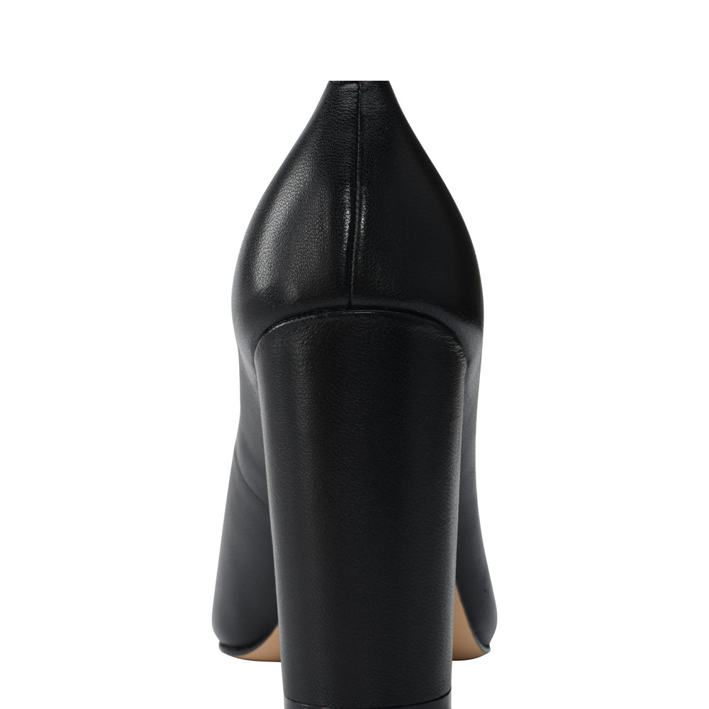 Abilene Block Heel Pointy Toe Pump - Black Leather