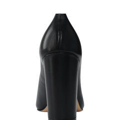 Abilene Block Heel Pointy Toe Pump - Black Leather