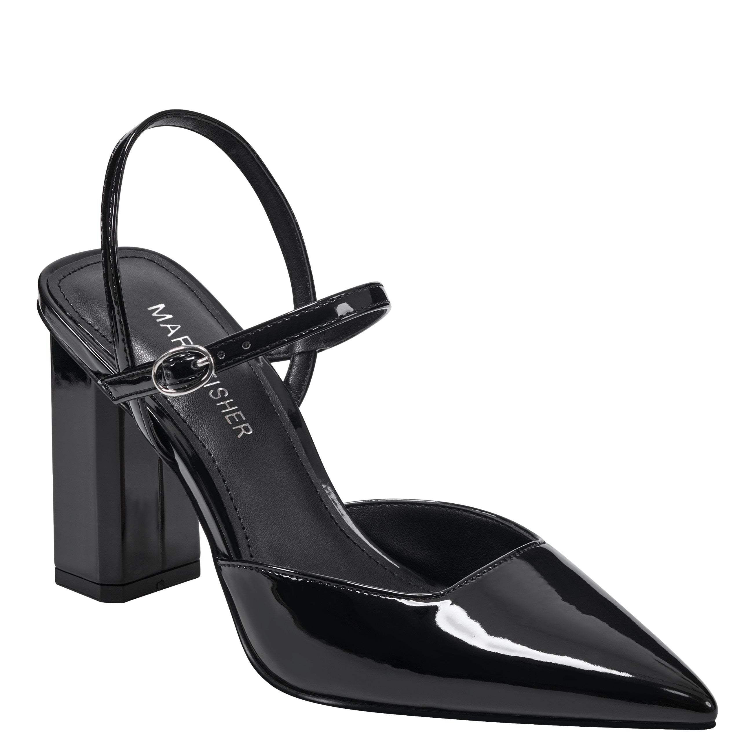 Doster Pointy Toe Slingback - Black Patent
