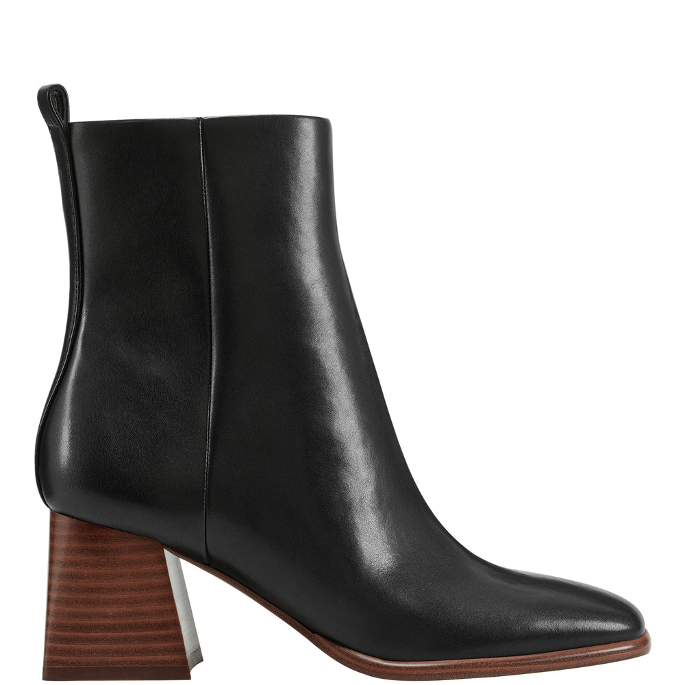 Floria Square Toe Bootie - Black Leather