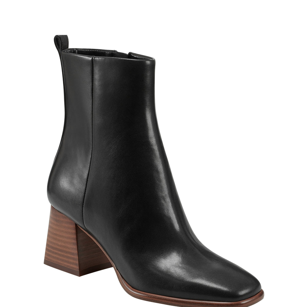 Floria Square Toe Bootie - Black Leather