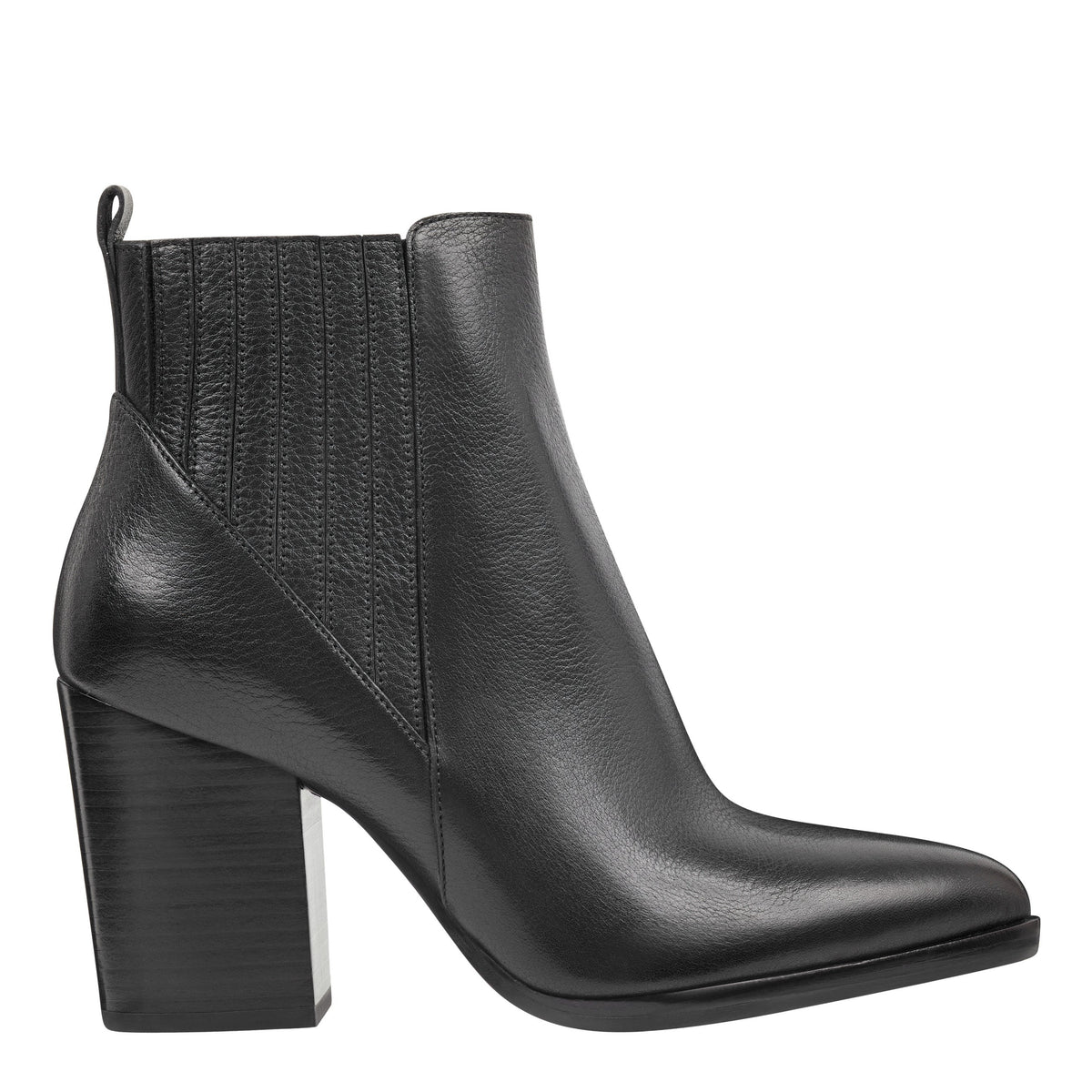 Alva Pointy Toe Bootie - Black Leather