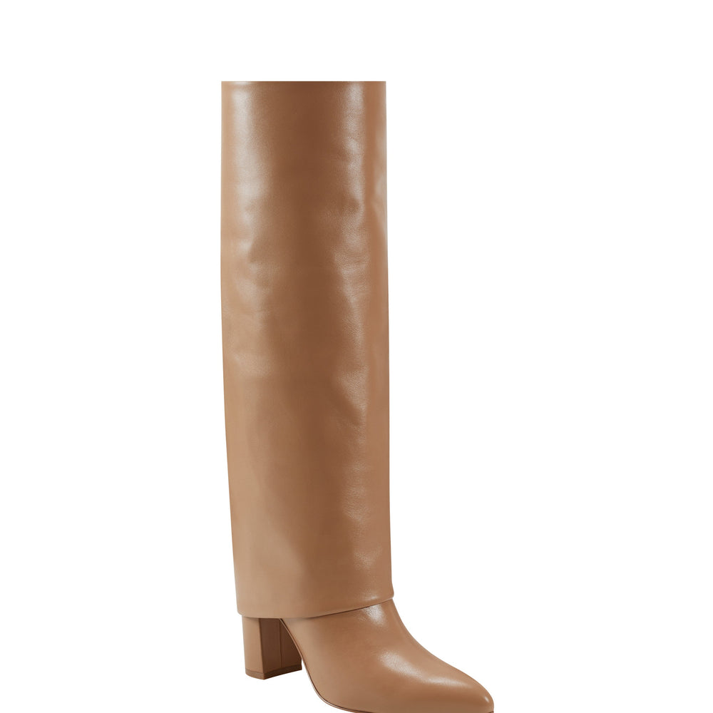 Leina Block Heel Pointy Toe Dress Boot - Tan