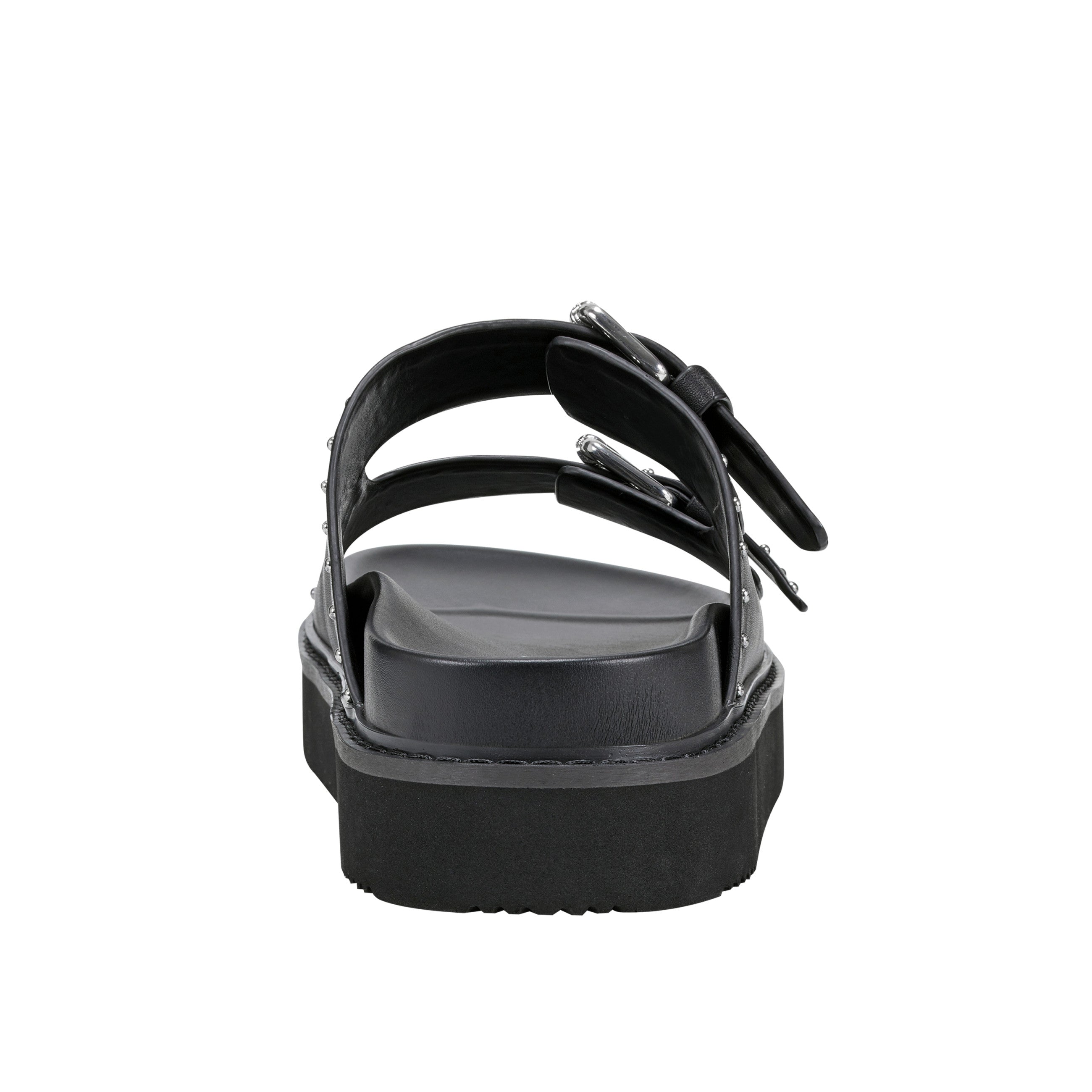 Agusta Studded Slide Sandal - Black Leather