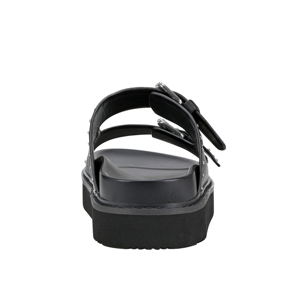 Agusta Studded Slide Sandal - Black Leather