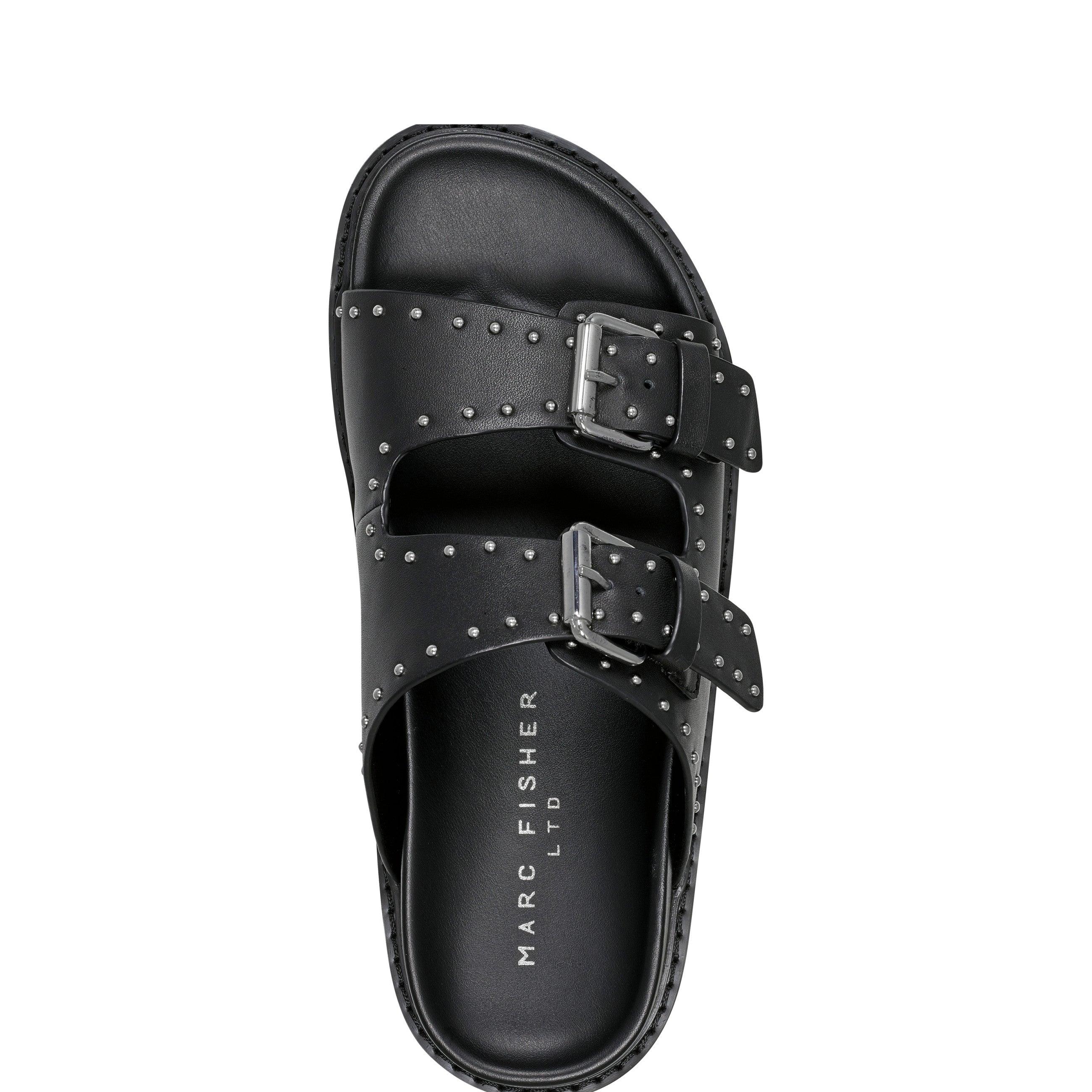 Agusta Studded Slide Sandal - Black Leather