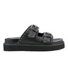 Agusta Studded Slide Sandal - Black Leather