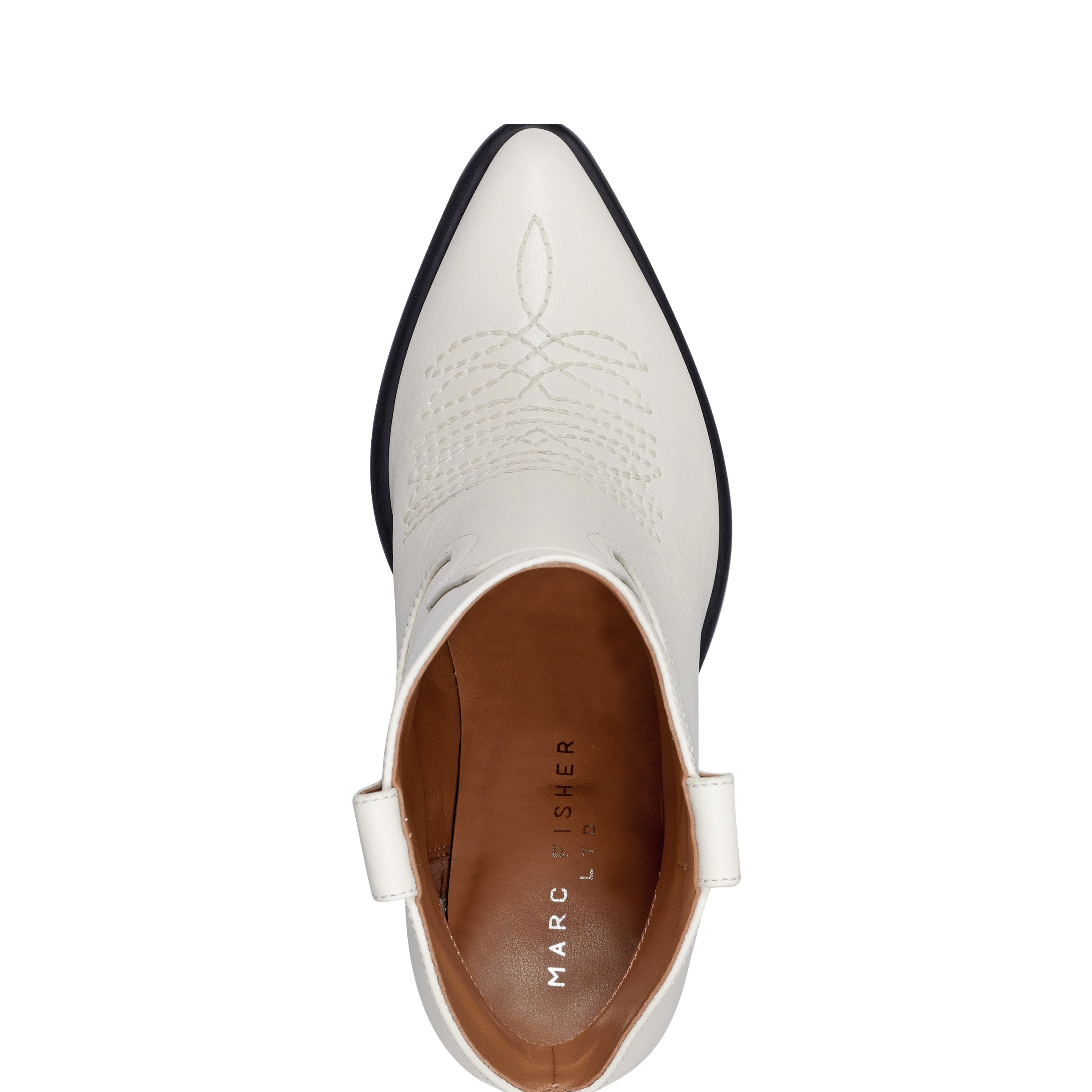 Jalella Detailed Western Bootie - Ivory Leather