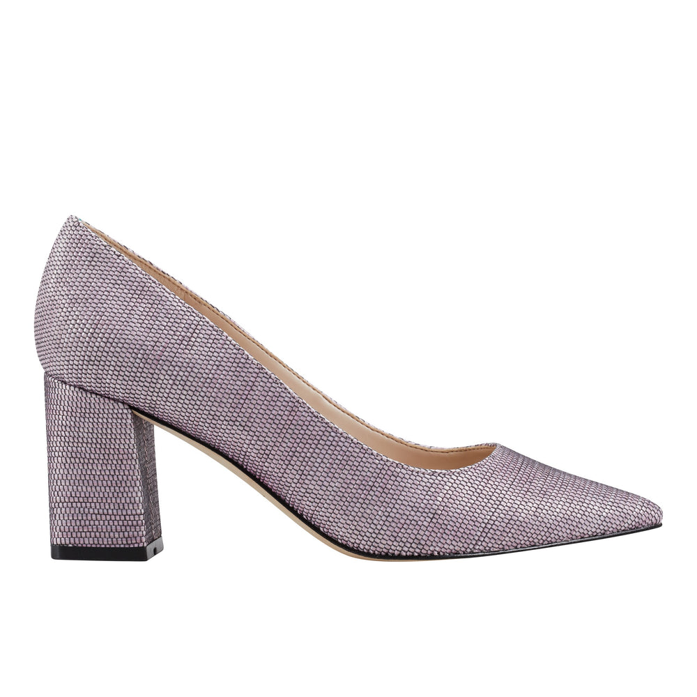 Zala Block Heel Pointy Toe Pump - Pink Raffia Multi