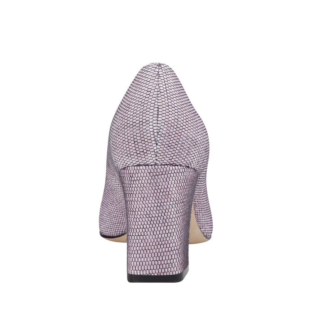 Zala Block Heel Pointy Toe Pump - Pink Raffia Multi