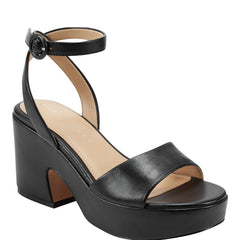 Razza Block Heel Platform Sandal - Black Leather