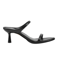 Alonde Heeled Slide Sandal - Black Leather